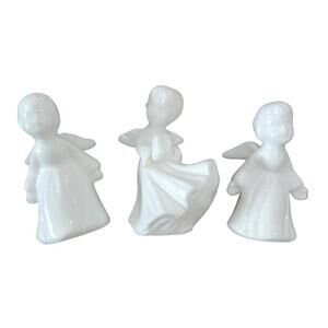 Vintage 1981 George‎ Good Taiwan Porcelain Angels Set of 3 White